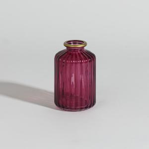 Vase en verre rose et doré H10