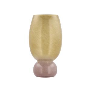 Vase en verre rose/jaune