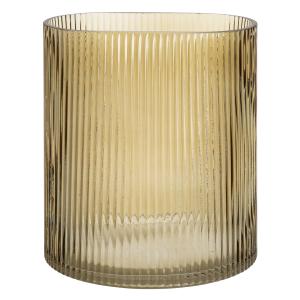 Vase en verre strié recyclé transparent H20