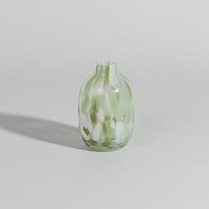 Vase en verre transparent, blanc, vert et marron H9
