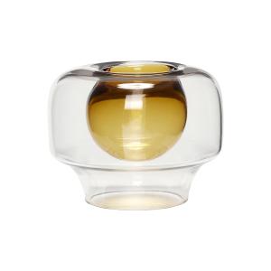 Vase en verre transparent et jaune H16 H16