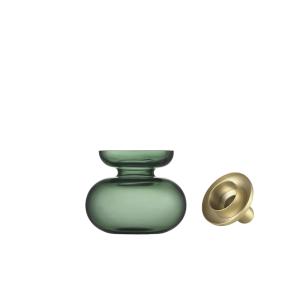 Vase et Bougeoir en verre soufflé et laiton vert 10 x 11 cm