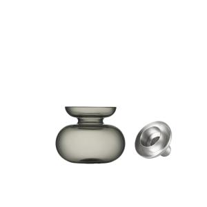 Vase et Bougeoir en verre soufflé gris cendre 10 x 11 cm