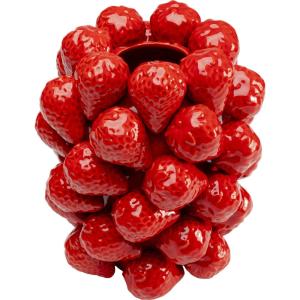 Vase fraises en porcelaine rouge H24