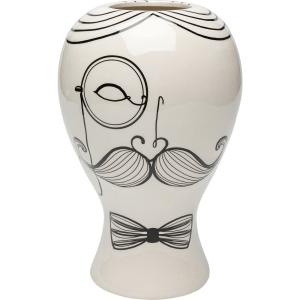 Vase gentleman en céramique noire et blanche H30