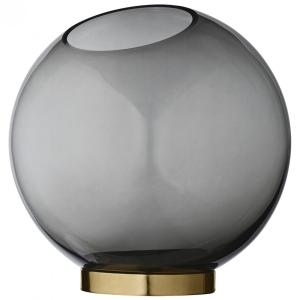 Vase globe verre et laiton large D21cm