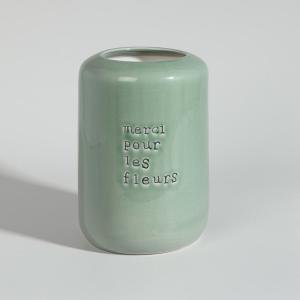 Vase grès vert kaki H22