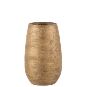 Vase irrégulier rugueux céramique or H30cm