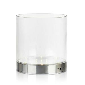 Vase lumineux led rechargeable verre h19.5cm transparent