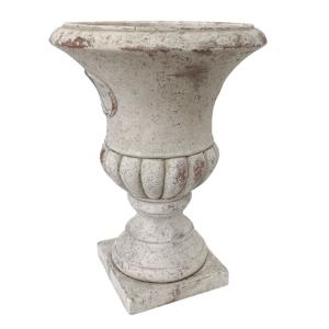 Vase médicis jardin vasque style pierre béton blanc motif v…