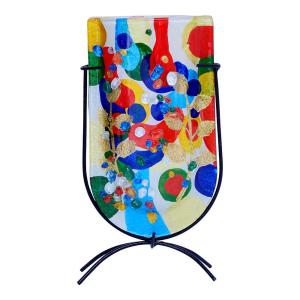 Vase obus Koï 13x24 cm multicolore en verre