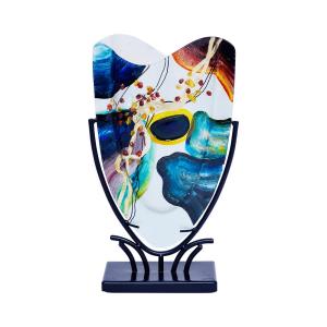 Vase onde   37 cm multicolore en verre