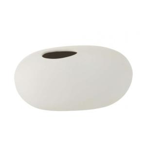 Vase ovale en céramique blanc mat 25x15x13cm