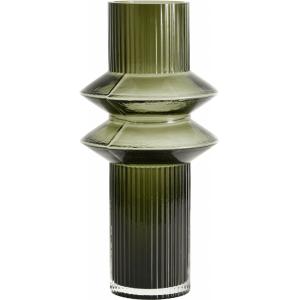 Vase rilla en verre vert H32cm