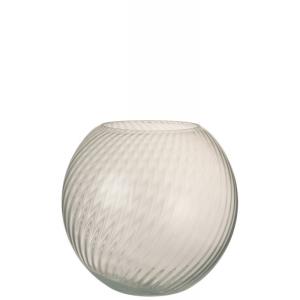 Vase rond cannelé verre blanc H25cm