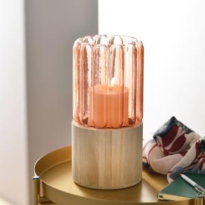 Vase rose saumon en bois