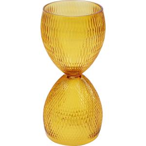 Vase sablier en verre texturé jaune H31