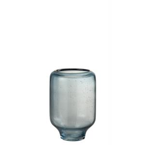 Vase sur pied rond verre bleu clair H27cm
