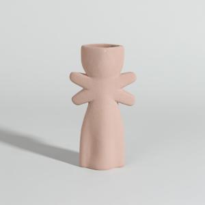 Vase totem en faïence marron H18