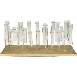 Vase tubes à essai en verre et acier doré
