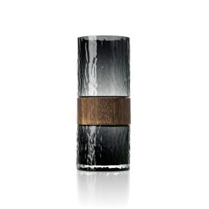 Vase verre bois foncé et gris 12x12x29,5cm