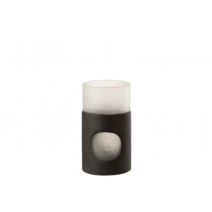 Vase verre noir/transparent H21cm