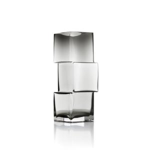 Vase Verre recyclé Foncé et Gris 11x11x30cm