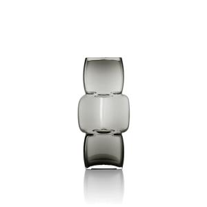 Vase verre recyclé foncé et gris 13x13x27cm