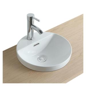 Vasque semi encastrée ronde en céramique blanche 37cm