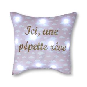 Veilleuse coussin enfant rose