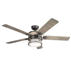 Ventilateur de plafond LED, 152cm, IP44, acier et ABS gris