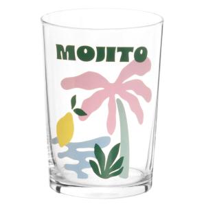 Verre à cocktail en verre transparent motif tropical multic…