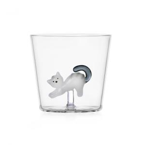 Verre chat blanc et gris Transparent