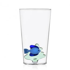Verre long poisson bleu Transparent