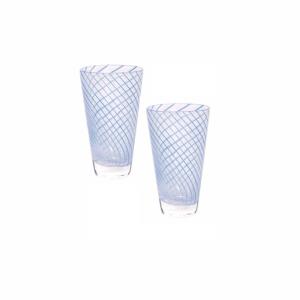 Verre lot de 2 bleu en verre Ø7xH10,5cm