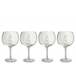 Verres à gin verre transparent/or H21,5cm - Lot de 4