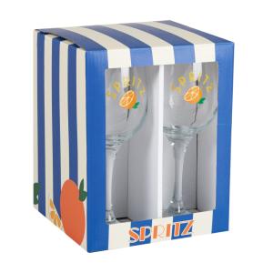 Verres à spritz en verre transparent, bleu et orange (x4)