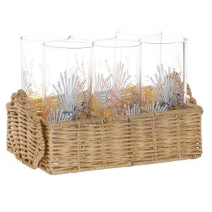 Verres en verre motif bleu multicolore (x6) support beige