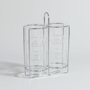 Verres en verre transparent (x6) et support