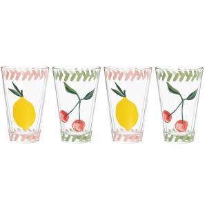 Verres en verre transparents motifs fruits jaunes et rouges…