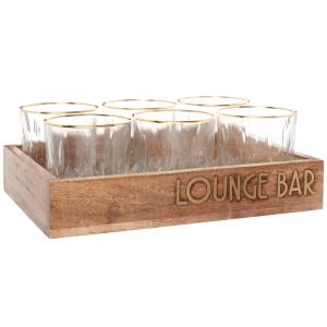 Verres (x6) en verre taillé avec liseré doré et plateau en…