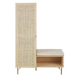 Vestiaire 1 porte en rotin tressé 1 niche L116