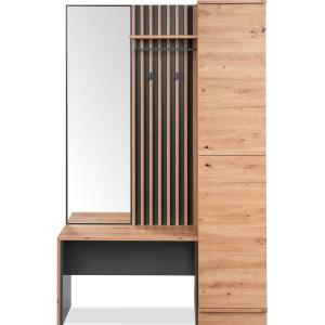Vestiaire 2 portes avec miroir effet chêne et gris anthraci…