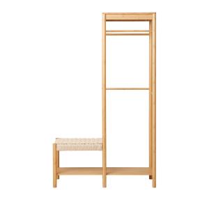 Vestiaire d'entrée en bambou et corde H165cm - Bois clair