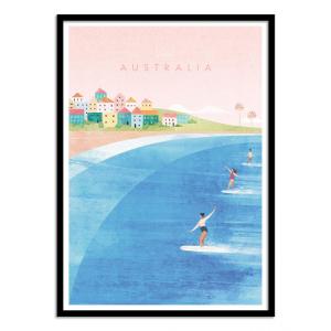 VISIT AUSTRALIA - Affiche d'art avec Cadre bois noir - 50 x…