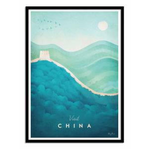 VISIT CHINA - Affiche d'art avec Cadre bois noir - 30 x 40…