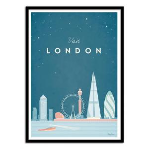 VISIT LONDON - Affiche d'art avec Cadre bois noir - 50 x 70…