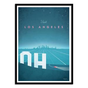 VISIT LOS ANGELES - Affiche d'art avec Cadre bois noir - 30…