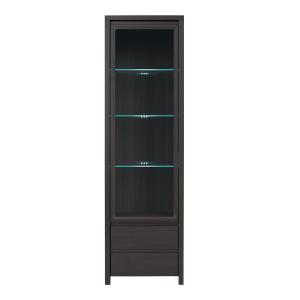 Vitrine 1 porte 2 tiroirs stratifiés beige