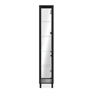 Vitrine 1 Porte et 4 Étagères en Verre H189 cm - Noir